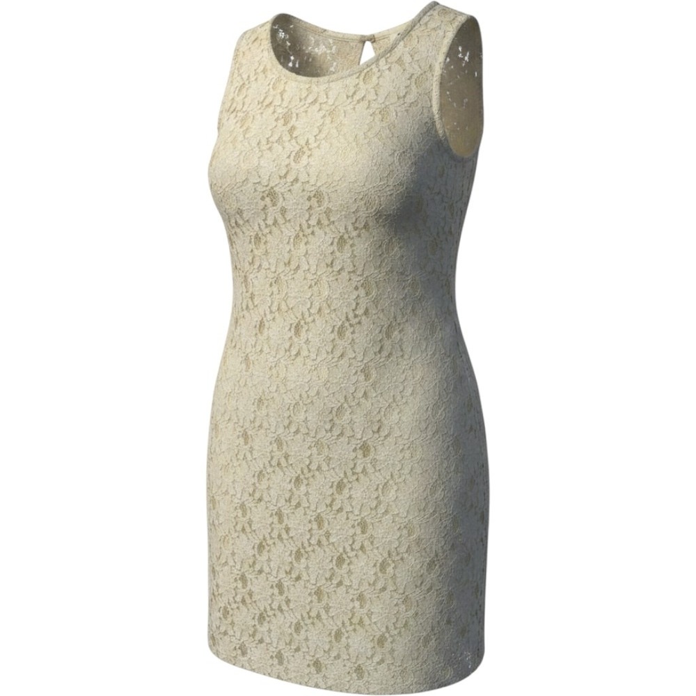 Monteau Los Angeles Women Cream Floral Lace Sleeveless Keyhole Back Blouse Small
